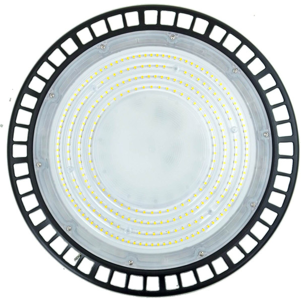 e2 LED Hallenleuchte, Hallenstrahler Slim 200W tageslichtweiss 6500K IP65 Schwarz Aluminium Ø33cm