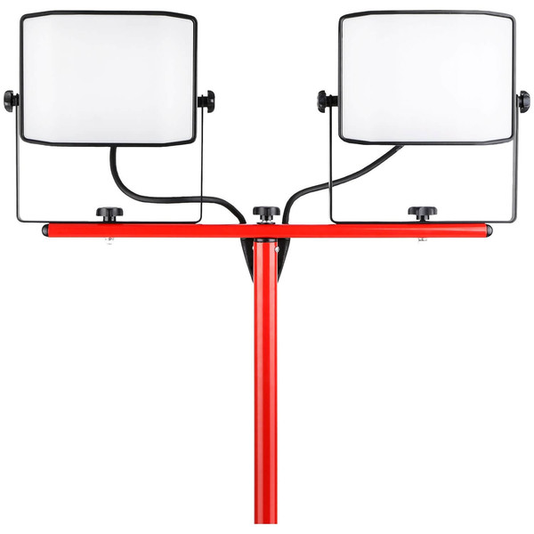 e2 LED Baustellenstrahler, Fluter mit Stativ 2x 50W tageslichtweiss 6000K IP65 Rot Aluminium 172x87cm