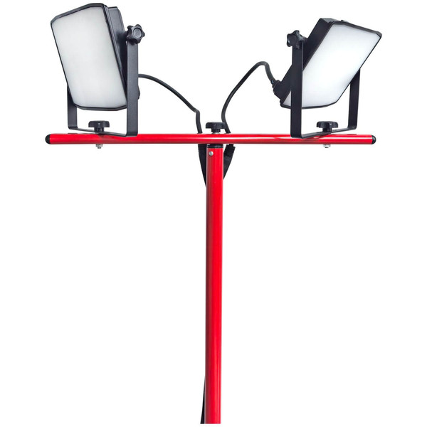 e2 LED Baustellenstrahler, Fluter mit Stativ 2x 50W tageslichtweiss 6000K IP65 Rot Aluminium 172x87cm