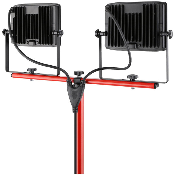 e2 LED Baustellenstrahler, Fluter mit Stativ 2x 50W tageslichtweiss 6000K IP65 Rot Aluminium 172x87cm