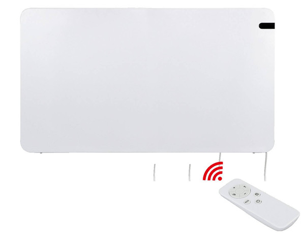 e2 Infrarotheizungen, Infrarot-Heizpaneel Alea M 480W Thermostat Fernbedienung IP44 Weiß 90x50cm