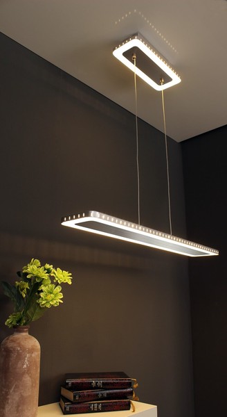 LUCE Design Solaris LED Pendelleuchte Warmweiss dimmbar 45W 3-Stufendimmer  Edelstahl