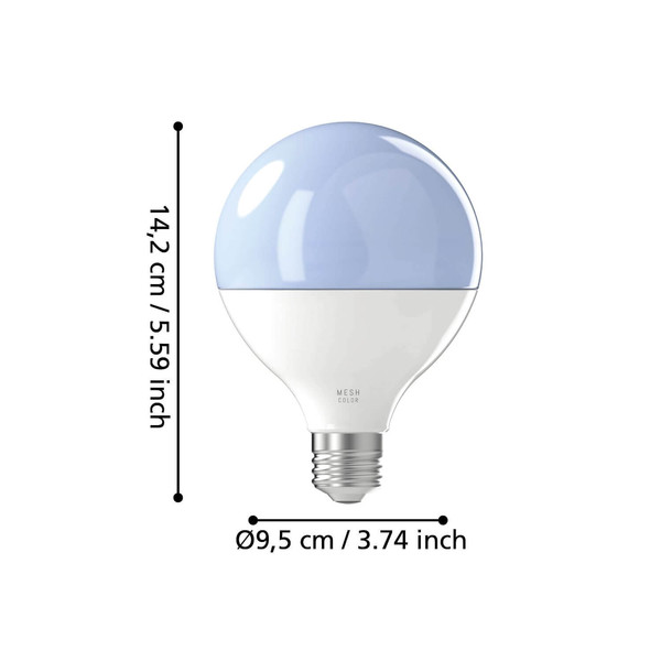 Eglo LED Lampe Smart E27 G95 dimmbar 14W 1600lm RGB CCT warm-/tageslichtweiss 2700-6500K Zigbee Opal 110397
