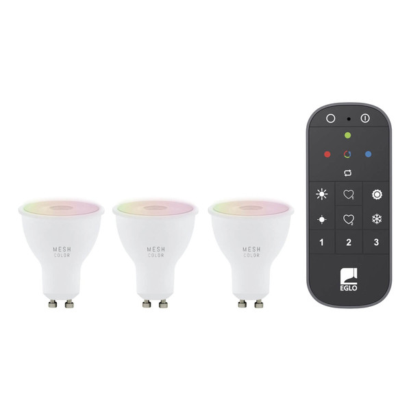 Eglo LED Spot, Strahler-Lampe Smart GU10 dimmbar 4,9W 420lm RGB CCT warm-/tageslichtweiss 2700-6500K Zigbee Opal 3er Pack 110398