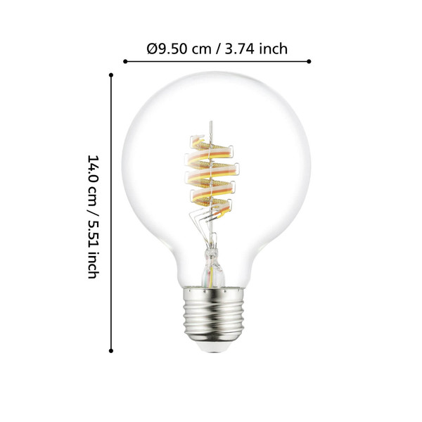 Eglo LED Lampe Smart E27 G95 dimmbar 7,5W 806lm RGB warmweiss 3000K Zigbee Klar 110407