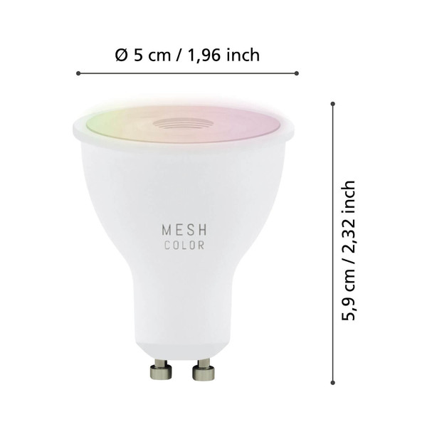 Eglo LED Spot, Strahler-Lampe Smart GU10 dimmbar 4,9W 420lm RGB CCT warm-/tageslichtweiss 2700-6500K Zigbee Opal 3er Pack 110417