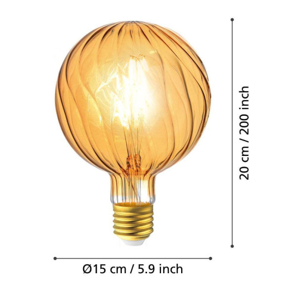 EGLO Vintage Spezial E27 LED große Globe Lampe G150 2W 2200K extra-warmweiss dimmbar