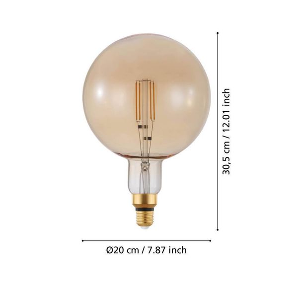 EGLO Vintage Spezial E27 LED große Globe Lampe G200 4W 2200K extra-warmweiss dimmbar