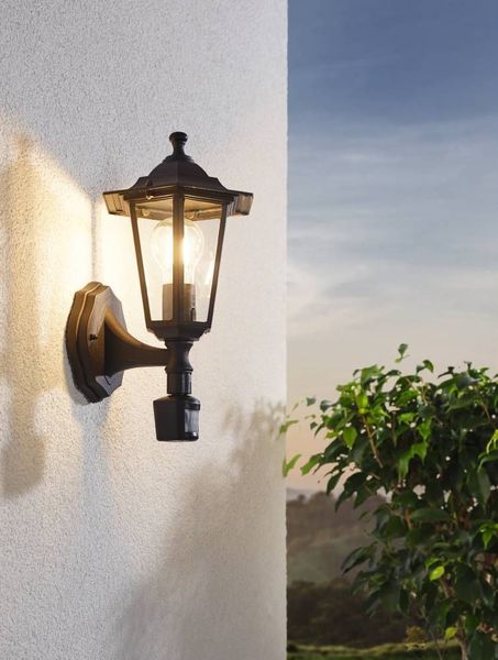 Eglo 22469 LATERNA 4 E27 Außen-Wand-/Deckenleuchte Sensor Schwarz IP44