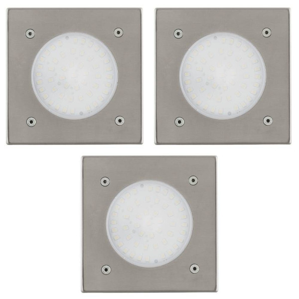 Eglo 32336 3-er Set LAMEDO LED Bodeneinbauleuchte 3x2,5W 100x100mm Edelstahl Weiss Warmweiss