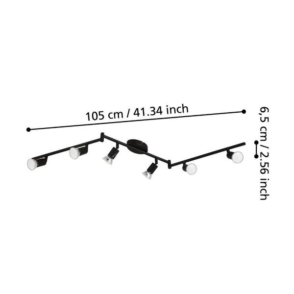 Eglo 32433 BUZZ-LED LED GU10 6-fach Spotleuchte 6x2,8W 1050x65mm Schwarz