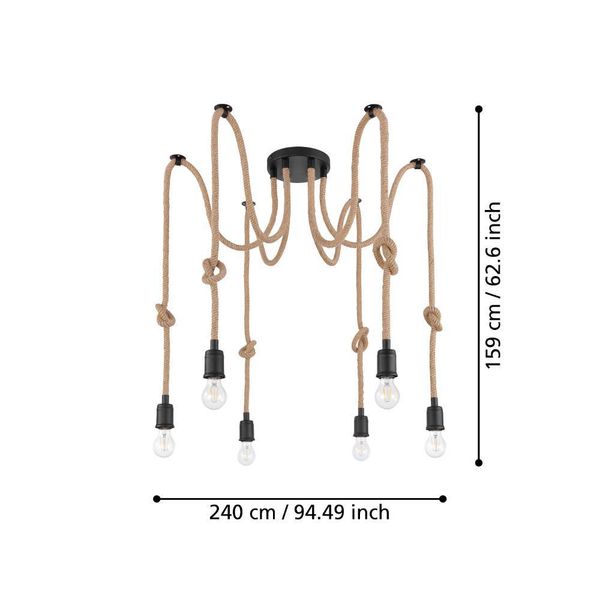 Eglo 43195 RAMPSIDE E27 6-fach Hängeleuchte Ø180mm Schwarz
