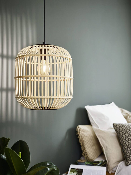 Eglo Pendelleuchte Bordesley E27 Schwarz Natur Stahl Holz Ø35cm 43216