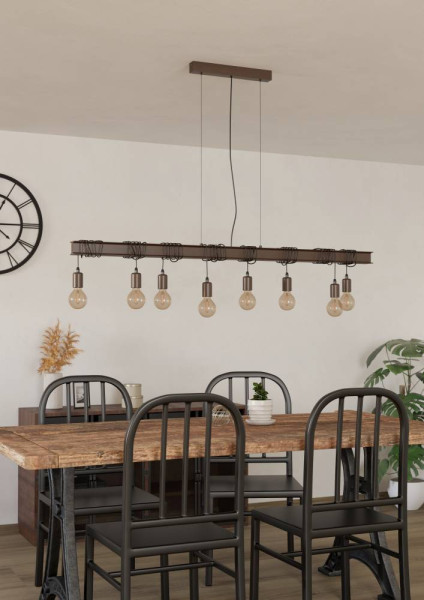 Eglo 43524 TOWNSHEND 4 E27 8-fach Hängeleuchte 1500x140mm Braun Schwarz