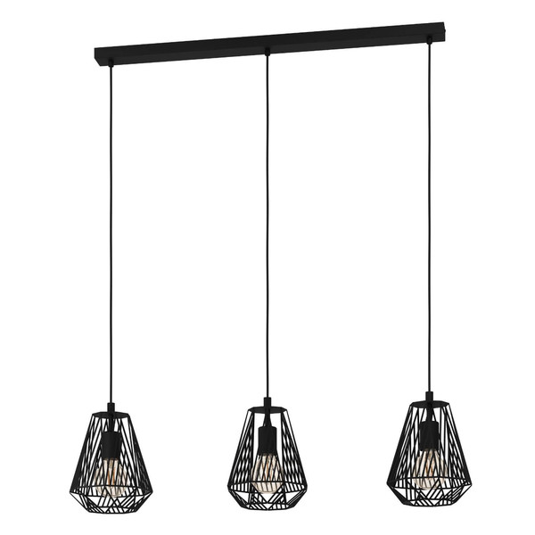Eglo Pendelleuchte Stype 3-flammig E27 Schwarz Stahl 96x20cm 43693