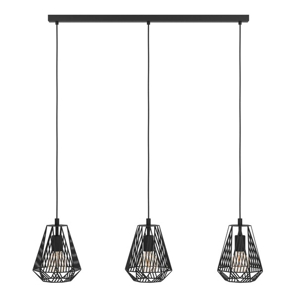 Eglo Pendelleuchte Stype 3-flammig E27 Schwarz Stahl 96x20cm 43693