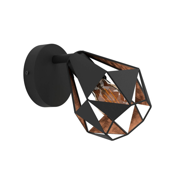 Eglo Wand-/Deckenleuchte Carlton 7 E27 Schwarz Kupferfarben-antik Stahl Ø16cm 43715