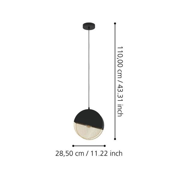 Eglo 43811 MUMBLES E27 Hängeleuchte 285x90mm Schwarz Gold
