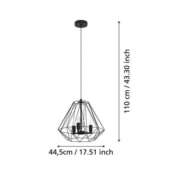 Eglo 43845 TARLE E14 3-fach Hängeleuchte Ø445mm Schwarz