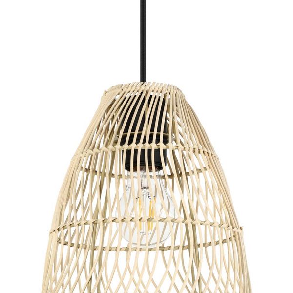 Eglo 43867 AYESGARTH E27 3-fach Hängeleuchte 910x210mm Schwarz Natur