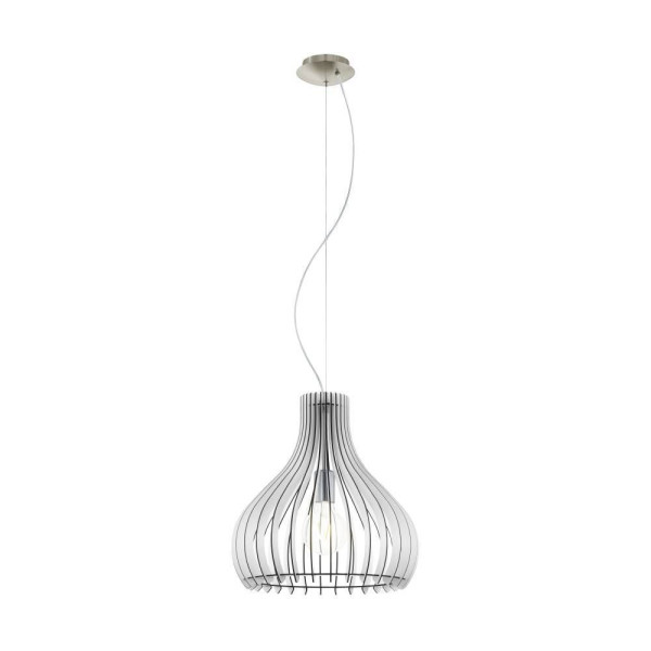 Eglo 61915 TINDORI E27 Hängeleuchte Ø380mm Nickel-Matt Weiss