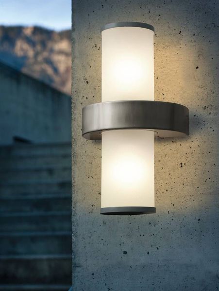 Eglo 86541 BEVERLY E27 Außen-Wand-/Deckenleuchte Edelstahl Silber Weiss IP44