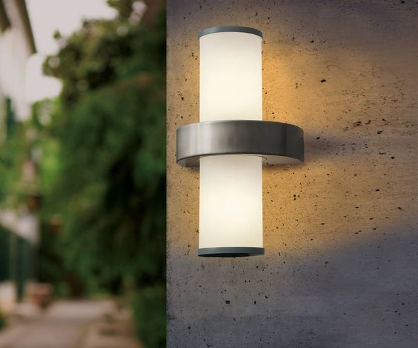 Eglo 86541 BEVERLY E27 Außen-Wand-/Deckenleuchte Edelstahl Silber Weiss IP44