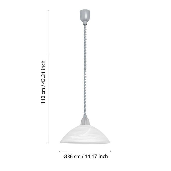 Eglo 87008 LORD 2 E27 Hängeleuchte Ø360mm Grau Weiss höhenverstellbar