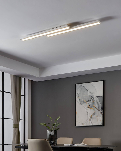 Eglo LED Deckenleuchte Saliteras-Z Smart 2-flammig dimmbar 2x 10,2W RGB CCT warm-/tageslichtweiss 2700-6500K Zigbee Weiss Stahl 116x16cm 900022