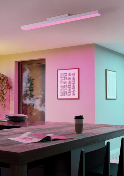 Eglo LED Deckenleuchte Turcona-Z Smart dimmbar 34,2W RGB CCT warm-/tageslichtweiss 2700-6500K Zigbee Weiss Stahl Aluminium 120x10cm 900062