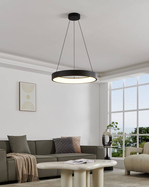 Eglo LED Pendelleuchte Marghera-Z Smart 4-flammig dimmbar 4x 6,5W RGB CCT warm-/tageslichtweiss 2700-6500K Zigbee Schwarz Stahl Ø60cm 900068
