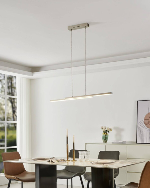 Eglo LED Pendelleuchte Fraioli-Z Smart 2-flammig dimmbar 2x 17W RGB CCT warm-/tageslichtweiss 2700-6500K Zigbee Nickel-matt Aluminium 105,5x10cm 900077