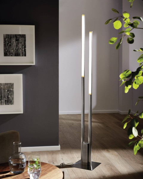 Eglo LED Stehleuchte Fraioli-Z Smart 2-flammig dimmbar 2x 17W RGB CCT warm-/tageslichtweiss 2700-6500K Zigbee Nickel-matt Aluminium 175,5cm 900078