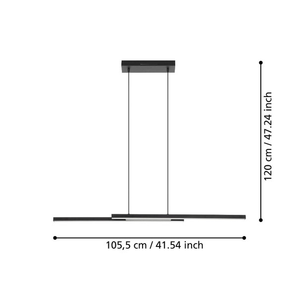 Eglo LED Pendelleuchte Fraioli-Z Smart 2-flammig dimmbar 2x 17W RGB CCT warm-/tageslichtweiss 2700-6500K Zigbee Schwarz Aluminium 105,5x10cm 900081