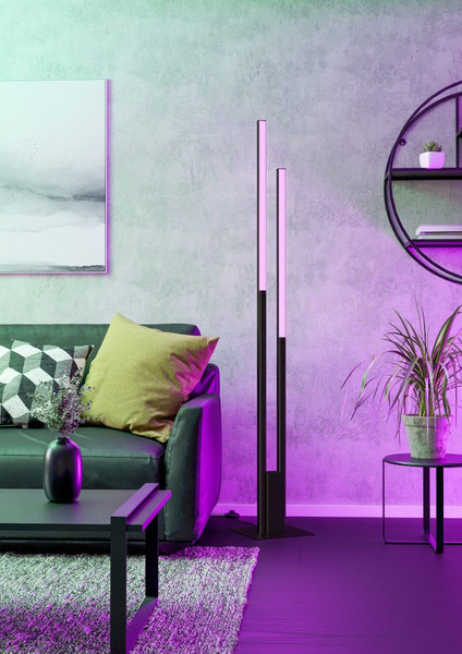 Eglo LED Stehleuchte Fraioli-Z Smart 2-flammig dimmbar 2x 17W RGB CCT warm-/tageslichtweiss 2700-6500K Zigbee Schwarz Aluminium 175,5cm 900082