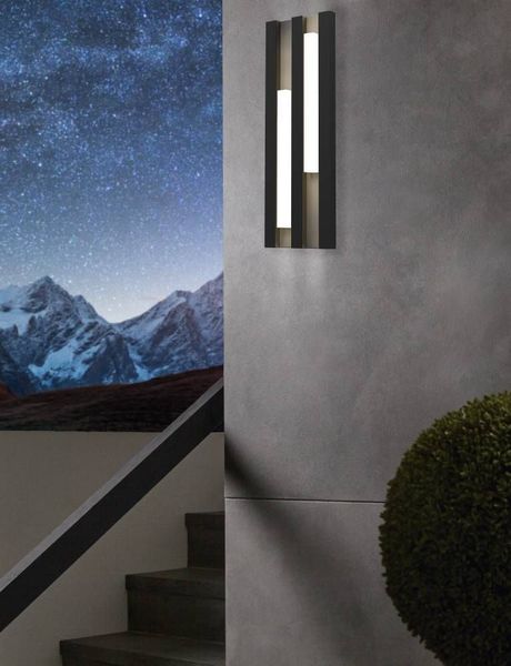 Eglo 900118 FANDINA LED Außen-Wand-/Deckenleuchte 2x4,2W Schwarz Weiss Warmweiss IP55