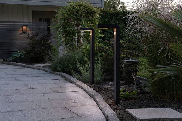 Eglo LED Solar-Stehleuchte Baracconi 18-flammig 18x 0,2W Bewegungsmelder IP44 Schwarz Satiniert Aluminium 80cm 900246