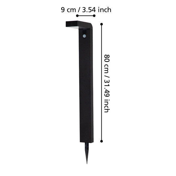 Eglo LED Solar-Stehleuchte Baracconi 18-flammig 18x 0,2W Bewegungsmelder IP44 Schwarz Satiniert Aluminium 80cm 900246