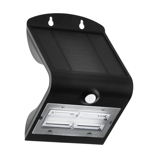 Eglo LED Solar-Wandleuchte Lamozzo 3,2W CCT warm-/neutralweiss 3000/4000K Bewegungsmelder IP54 Schwarz Transparent mit Sensor 21x14cm 900255