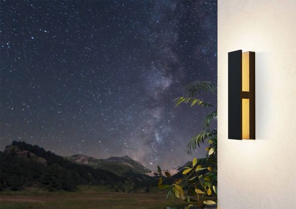 Eglo 900291 COSTORIO LED Außen-Wand-/Deckenleuchte 11,7W 370x80mm Schwarz Braun Warmweiss IP44