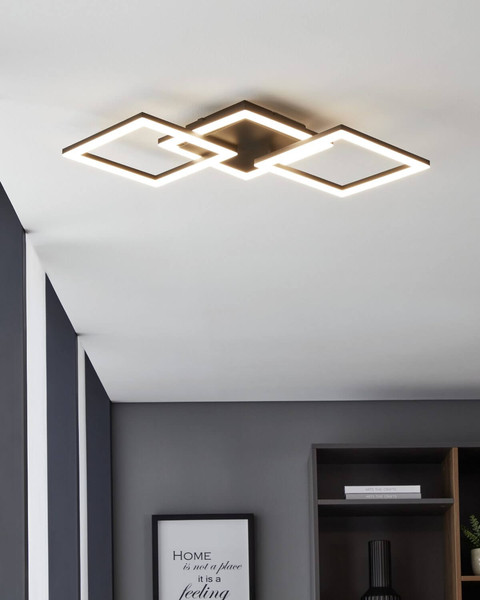 Eglo LED Deckenleuchte Paranday-Z Smart dimmbar 26,4W CCT warm-/tageslichtweiss 2700-6500K Zigbee Schwarz Stahl 65x31cm 900317