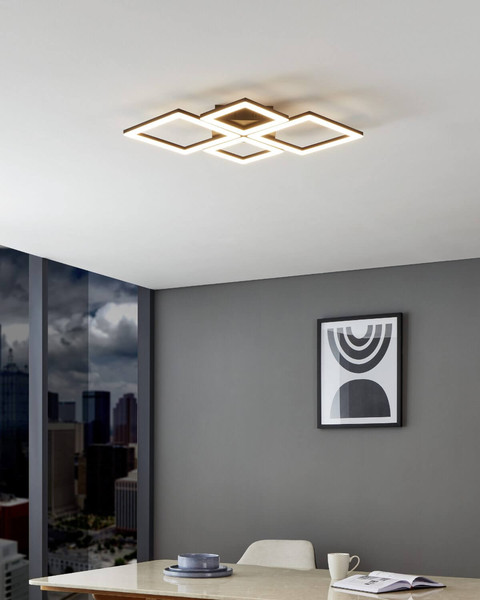 Eglo LED Deckenleuchte Paranday-Z Smart dimmbar 32W CCT warm-/tageslichtweiss 2700-6500K Zigbee Schwarz Stahl 47x43cm 900318