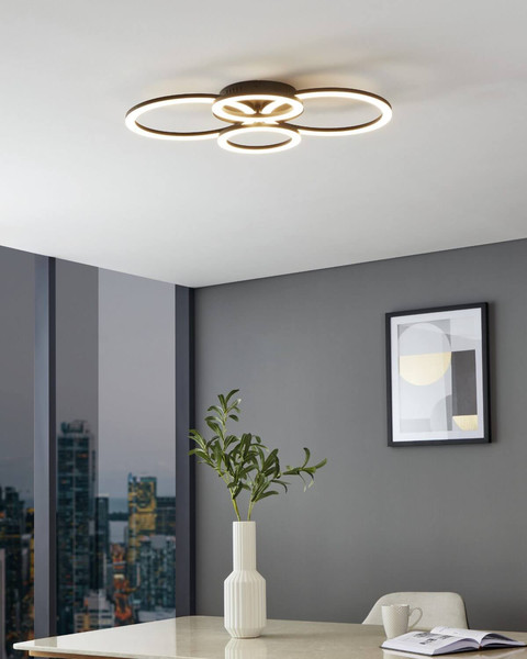 Eglo LED Deckenleuchte Parrapos-Z Smart dimmbar 34,6W CCT warm-/tageslichtweiss 2700-6500K Zigbee Schwarz Stahl 61,5x45cm 900319
