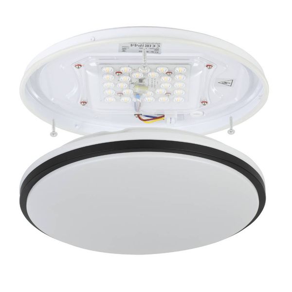 Eglo 900365 PINETTO LED Außen-Deckenleuchte 15,6W Ø340mm Weiss Chrom neutralweiss IP44