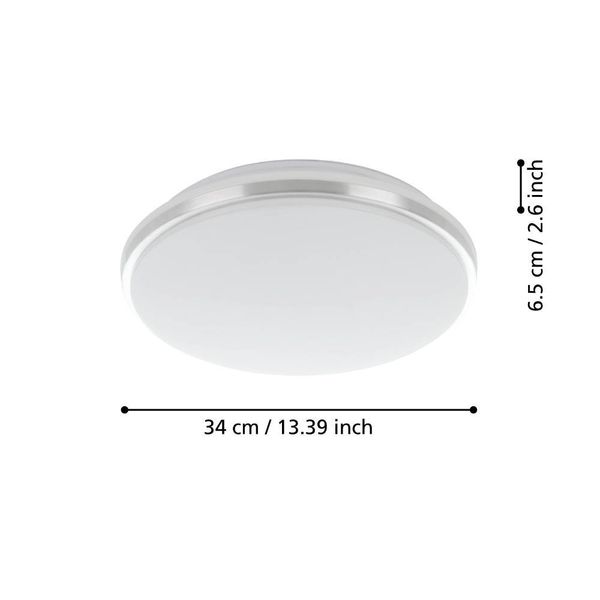 Eglo 900365 PINETTO LED Außen-Deckenleuchte 15,6W Ø340mm Weiss Chrom neutralweiss IP44