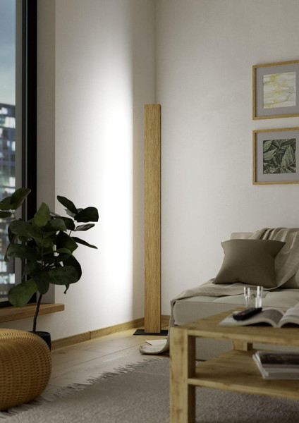 Eglo LED Stehleuchte Anchorena-Z Smart dimmbar 35W RGB CCT warm-/tageslichtweiss 2700-6500K Zigbee Braun Schwarz Holz Stahl 150cm 900392