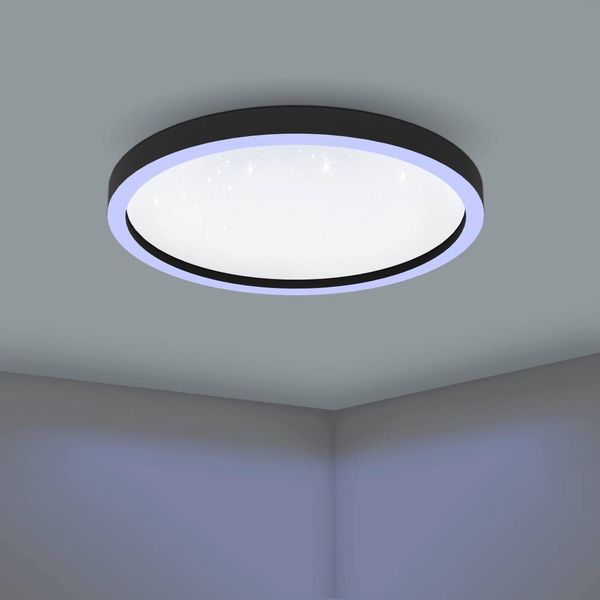 Eglo 900412 MONTEMORELOS-Z LED Deckenleuchte 34,5W Ø570mm Schwarz Weiss steuerbare Lichtfarbe dimmbar