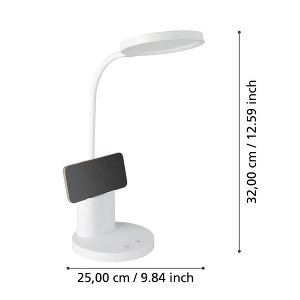 Eglo 900529 BROLINI LED Tischleuchte 2,1W Ø150mm Weiss USB steuerbare Lichtfarbe dimmbar