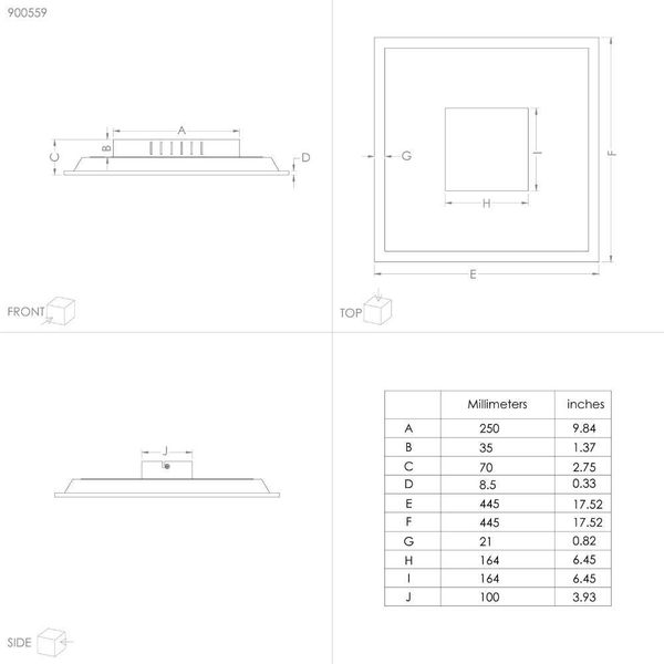 Eglo 900559 MARMORATA LED Deckenleuchte 19W, 9W 445x445mm Schwarz Weiss warmweiss