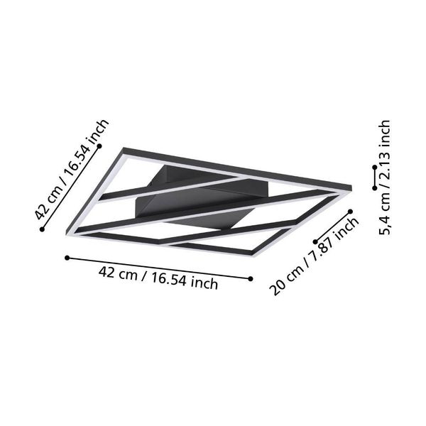 Eglo 900596 ULISANO LED Deckenleuchte 21W 420x420mm Schwarz Weiss Fernbedienung steuerbare Lichtfarbe dimmbar